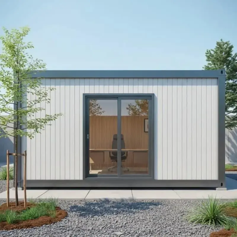 Porta cabin with glazed double doors
