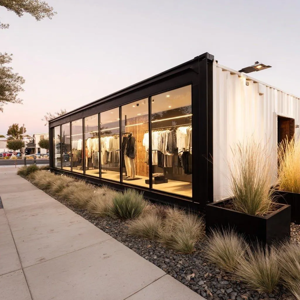 Container converted into a retail unit