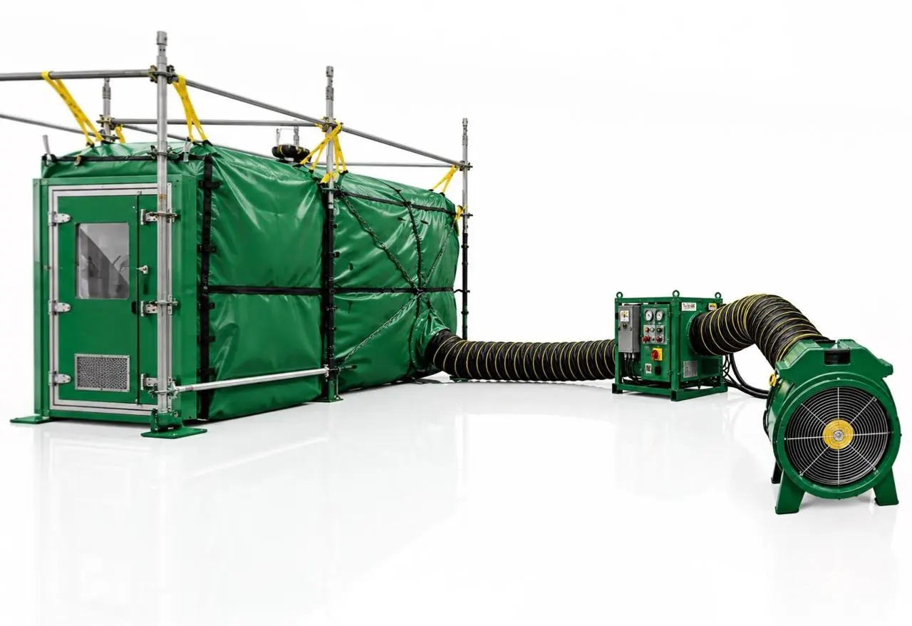 Pressurized welding habitat with blower and control unit